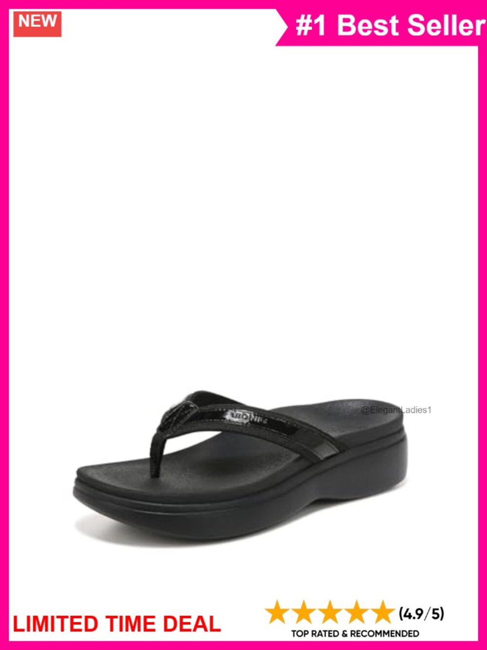 Platform Orthotic Flip Flop Sandals Leather Arch Support Water Resistant